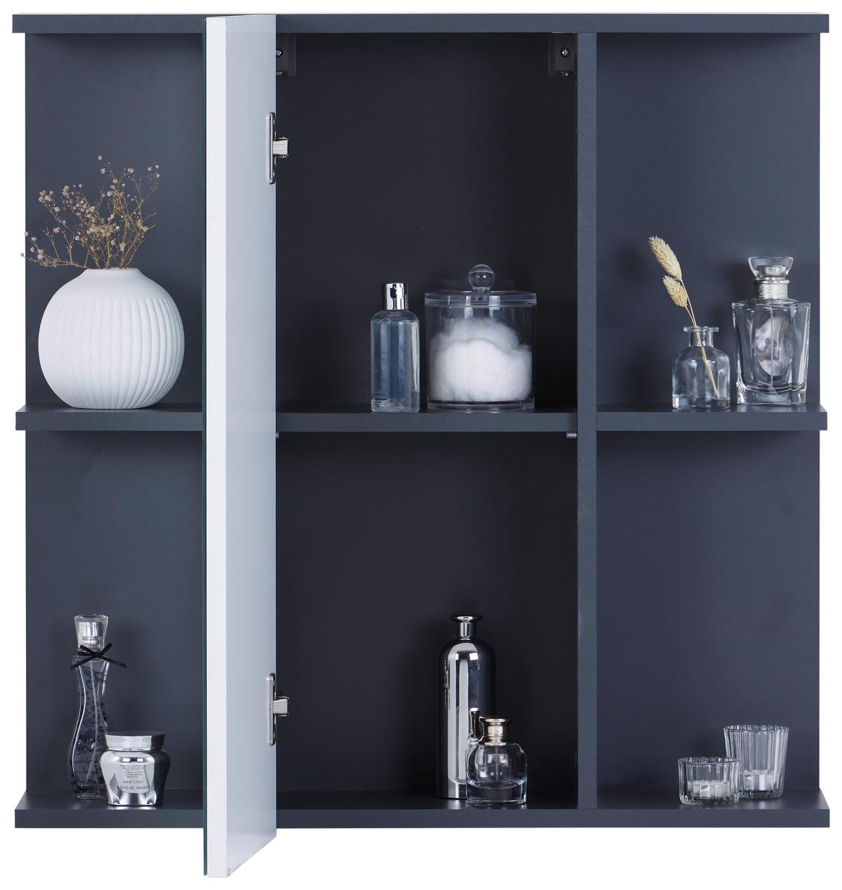 Spiegelschrank Pearl New Snol 119 Bht: 70x71x23 Cm - Anthrazit/Weiß, KONVENTIONELL, Glas/Holzwerkstoff (70/71/23cm)