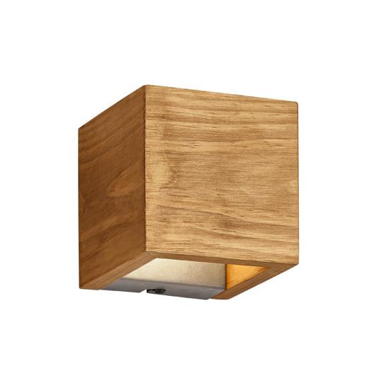 LED-Wandleuchte Brad, 1-Flammig, 3 Helligkeitsstufen - Nickelfarben, Natur, Holz/Metall (11/11/11cm) - Trio Leuchten
