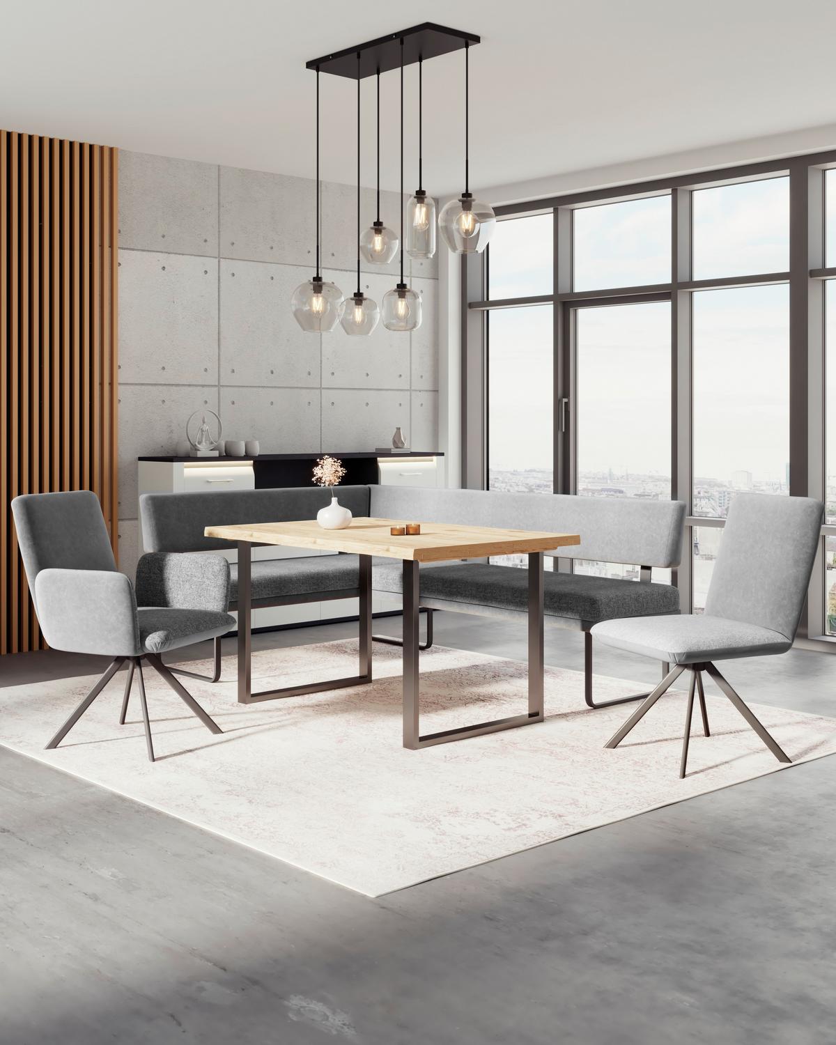 Eckbank Kian Webstoff Grau,  S:164x233 Cm - Schwarz/Grau, Trend, Textil/Metall (164/233cm)