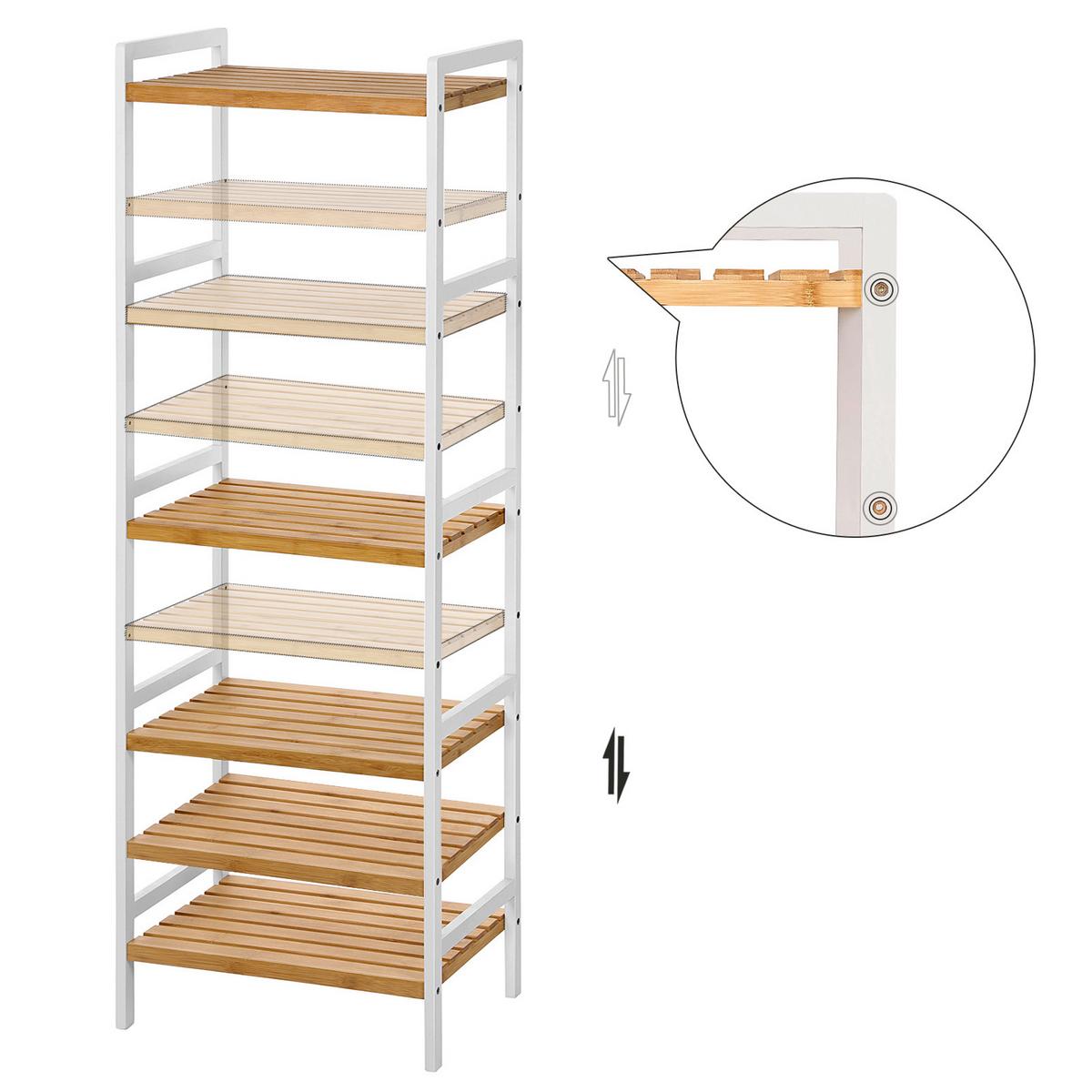 Bamboo Shelf Naturfarben/Weiß B: 45 cm - Weiß/Naturfarben, Basics, Naturmaterialien (45/142/31,5cm)
