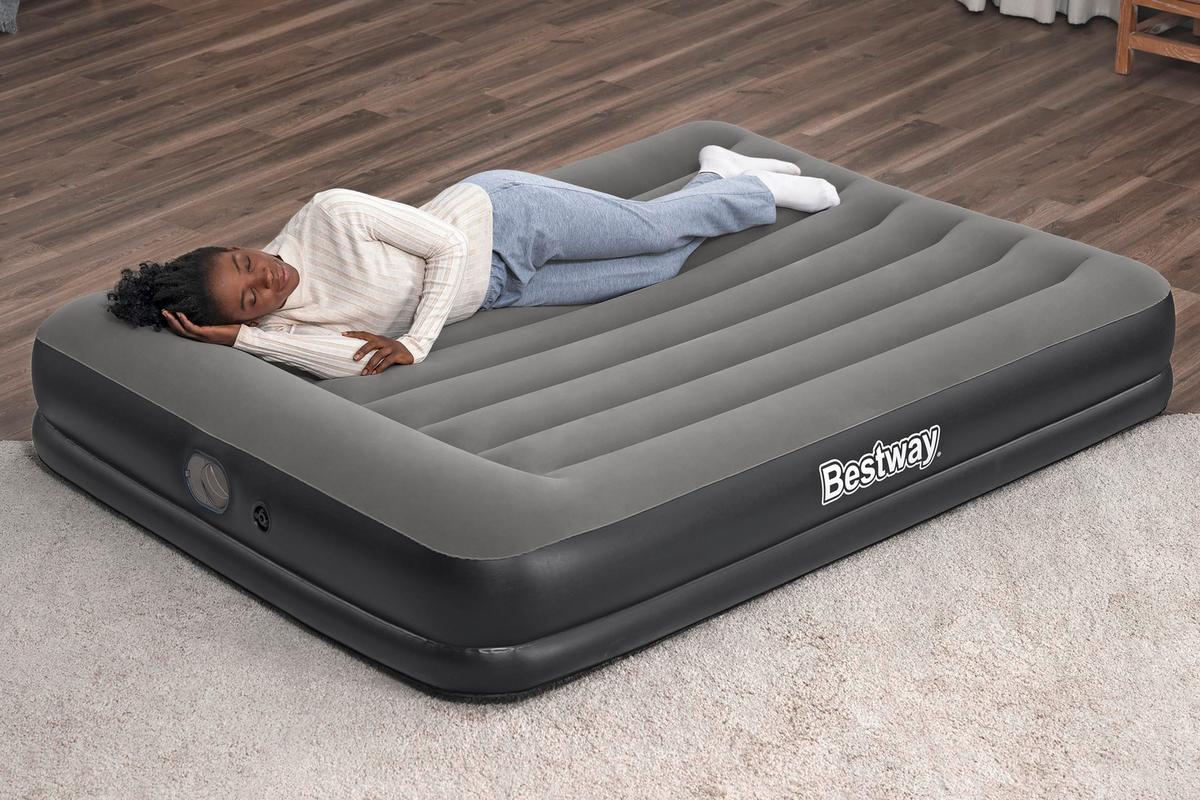 Luftbett Lena 203x152x36 Cm Bis 300kg, Inkl. Pumpe - Dunkelgrau/Schwarz, KONVENTIONELL, Kunststoff/Metall (203/152/36cm) - Bestway