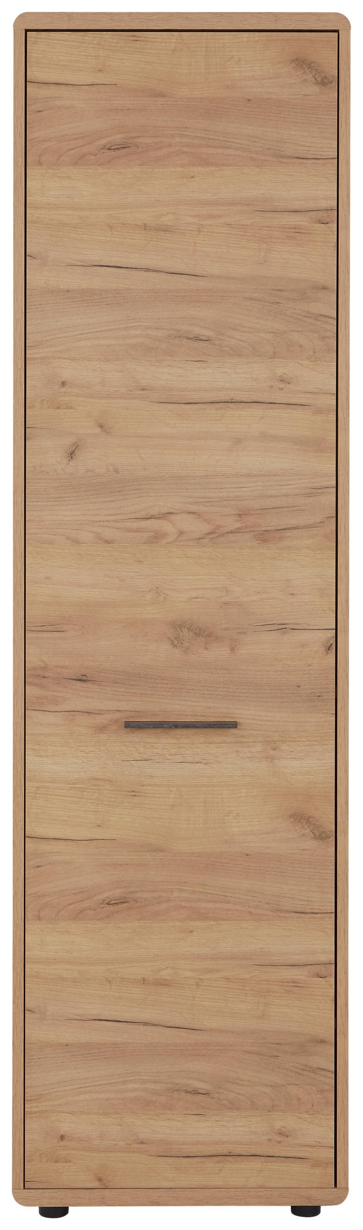 Predsieňová skriňa FONTANA - čierna/farba duba, Modern, kompozitné drevo/plast (54/198/32cm)