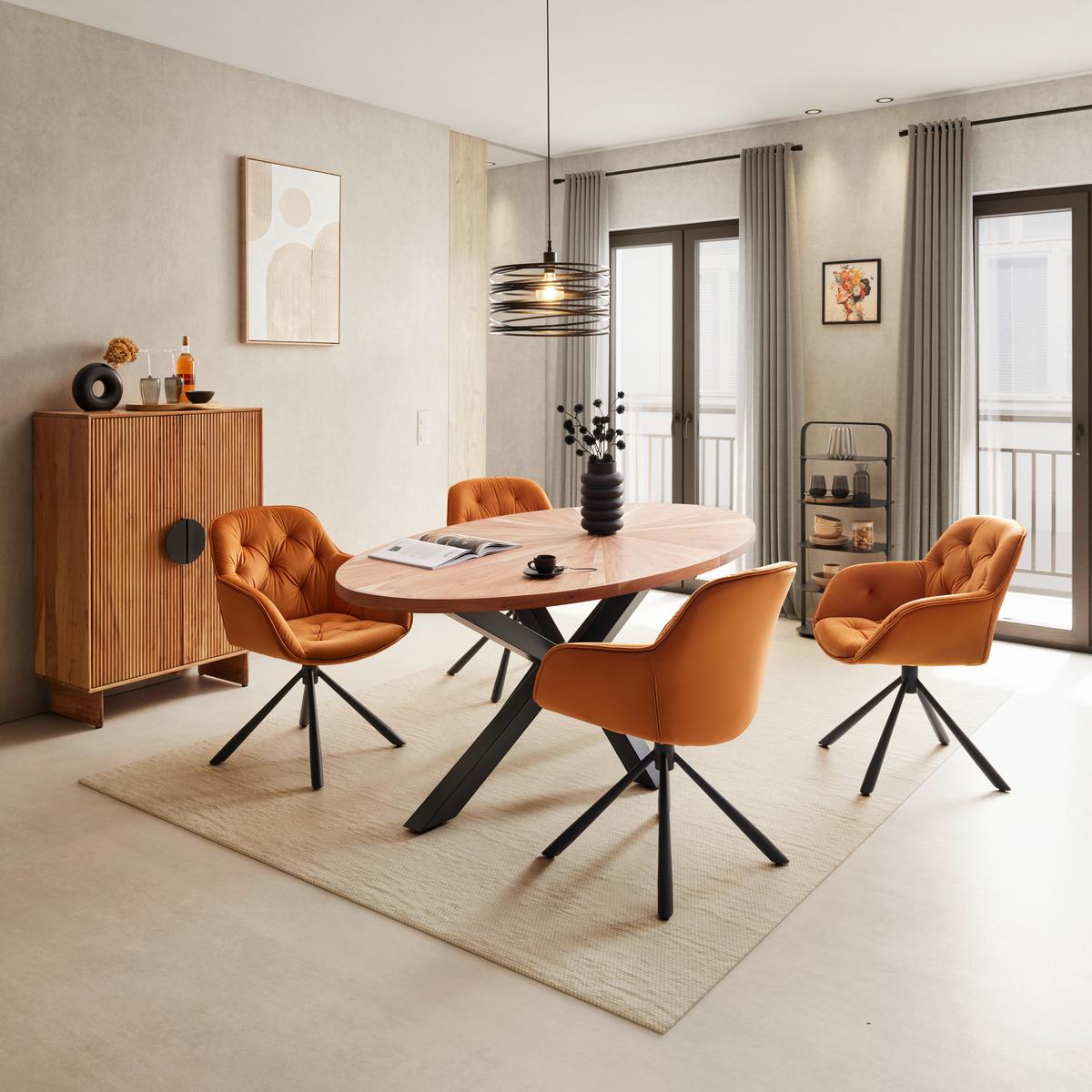 Jedálenský stôl ORBIT akácia masív 180x100cm - čierna/farba akácie, Design, kov/drevo (180/76/100cm) - Zandiara