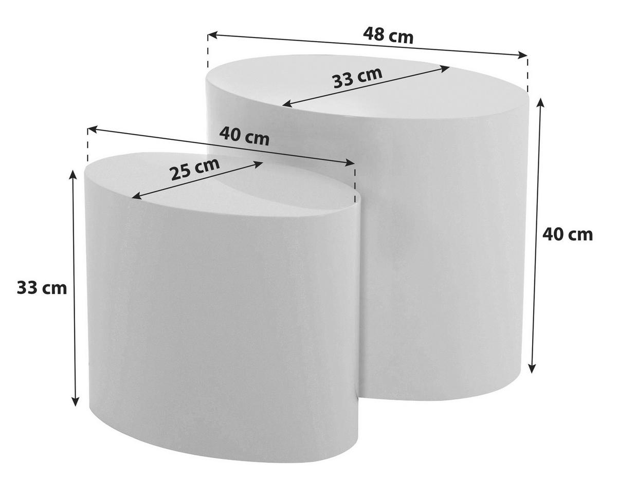 Couchtisch Rund 2er-Set Mice, Weiß - Weiß, Design, Holzwerkstoff (40/40cm) - Carryhome
