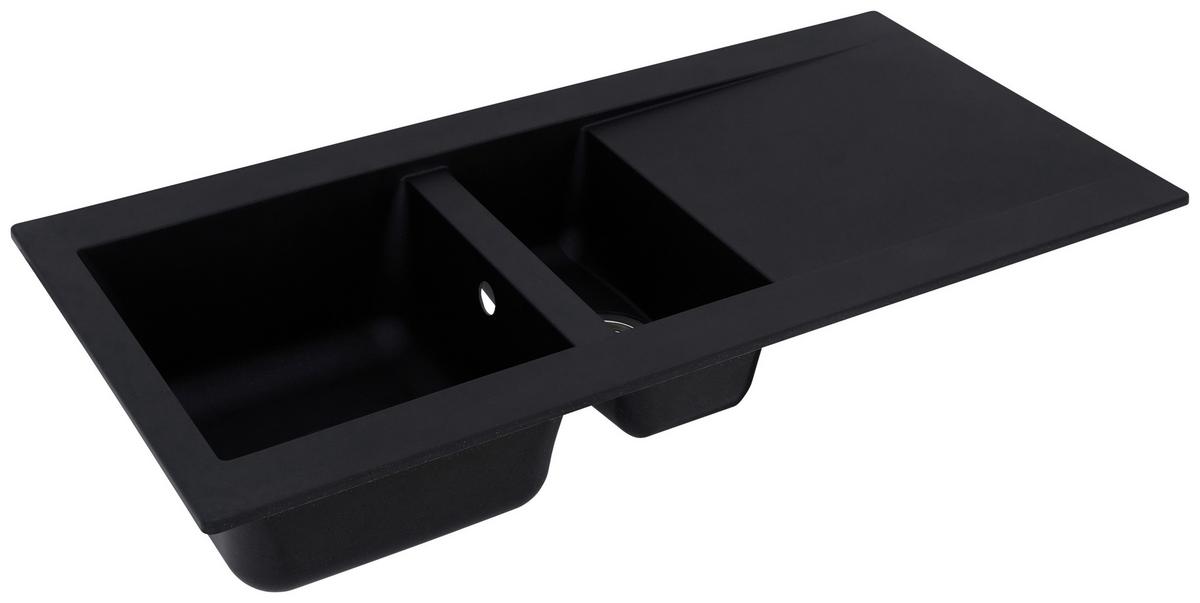 Spüle Respekta Denver Kunststein Bxt: 100x50 Cm - Schwarz, Trend, Glas/Kunststoff (100/20/50cm) - Respekta