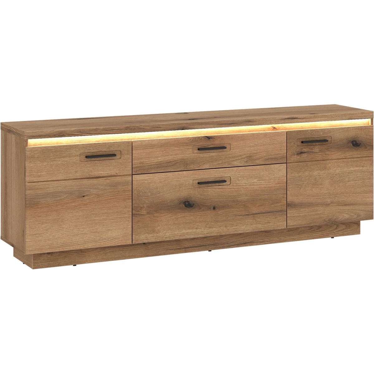 TV-ELEMENT Molina Eiche Dekor B: 180cm - Eichefarben/Schwarz, Basics, Holzwerkstoff (180/64,4/44,6cm)