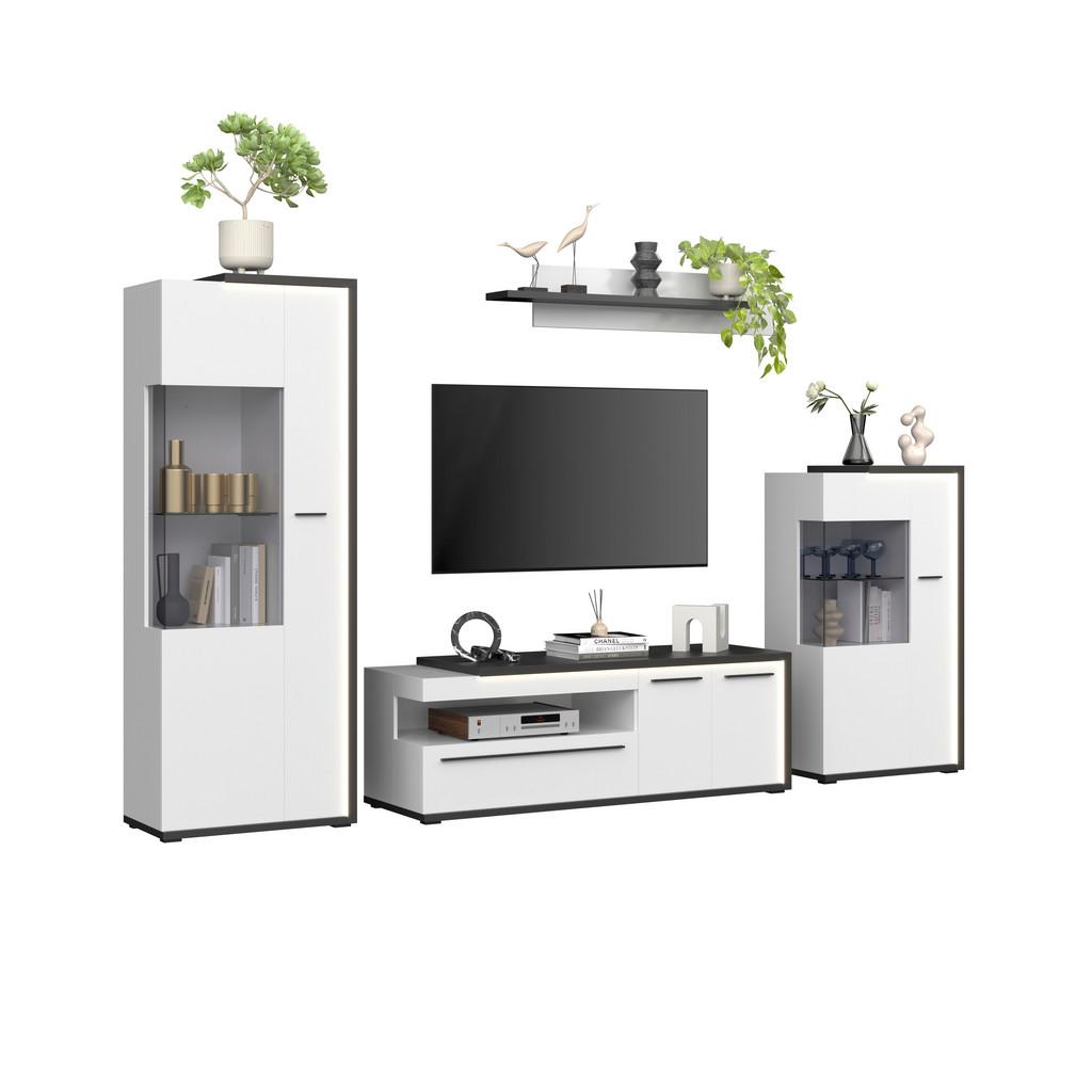 Wohnwand Ambiente Plus Anthrazit/ Weiß B: 310,4 cm