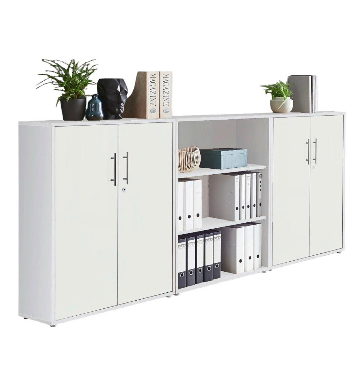 Office Edition B: 253,2 cm Weiß - Weiß, MODERN, Holzwerkstoff (253,2/113,6/33cm) - MID.YOU