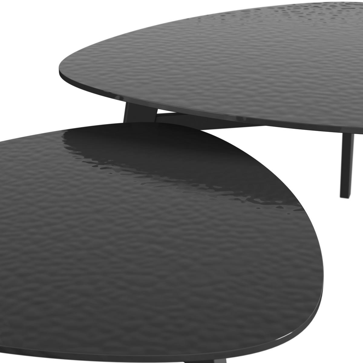 Konferenční stolek Kelaya, P: 80/60cm - černá, Moderní, kov/sklo (80/60/42/36/80/60cm) - Bessagi Home