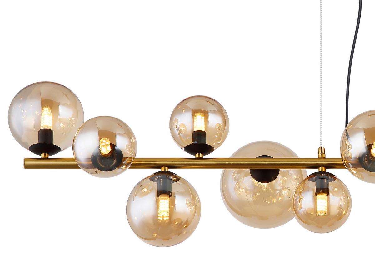 LED-Hängeleuchte 56135-13h - Transparent/Messingfarben, Design, Glas/Kunststoff (120/34,5/120cm) - Globo