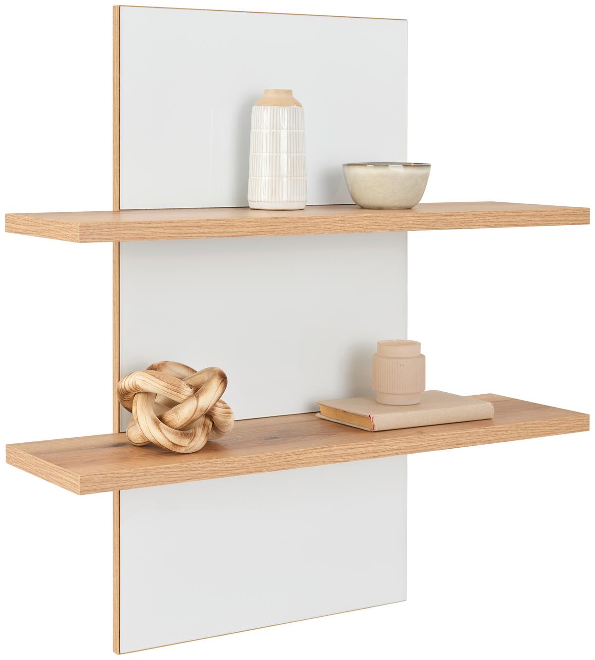 Wohnwand Austin 315 cm Eichefarben/Glasfront Weiß - Eichefarben/Weiß, Trend, Glas/Holzwerkstoff (315/140/40cm)