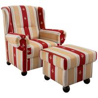 Relaxsessel mit Hocker Torello Gestreift Rot - Rot, KONVENTIONELL, Textil (92/102/145cm) - Livetastic