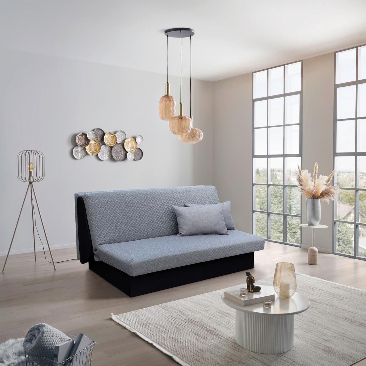 Kanapéágy Cadiz New - világosszürke/fekete, Romantik / Landhaus (160/115/90cm)