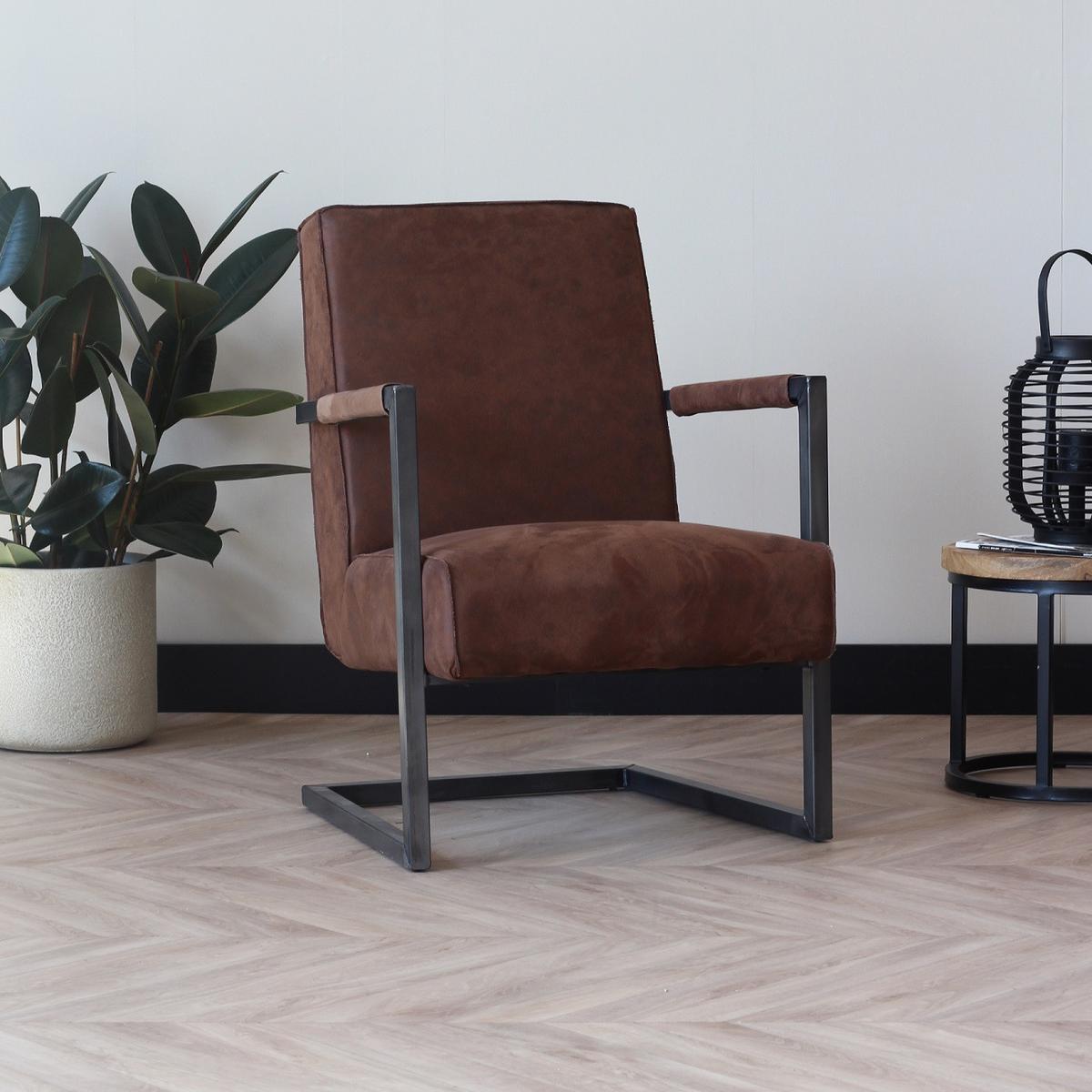 Sessel Tyler - Schwarz/Braun, LIFESTYLE, Textil/Metall (62/84/70cm) - MID.YOU