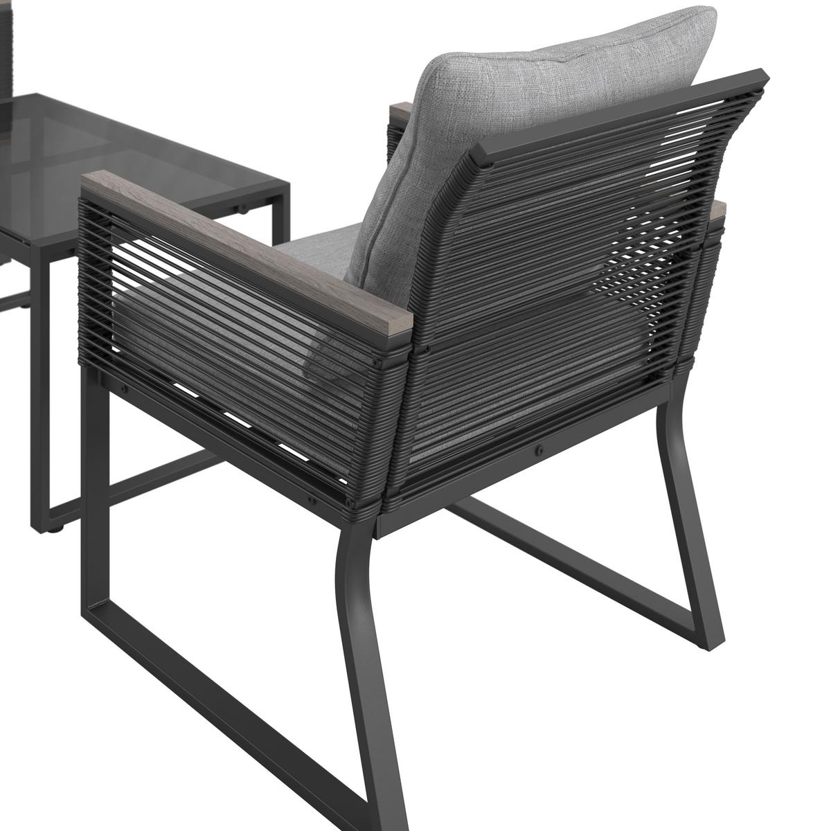 TERASOVÁ SEDACIA SÚPRAVA PAULINA - čierna/svetlosivá, Modern, kov/textil (106/74/70,5cm) - Bessagi Garden