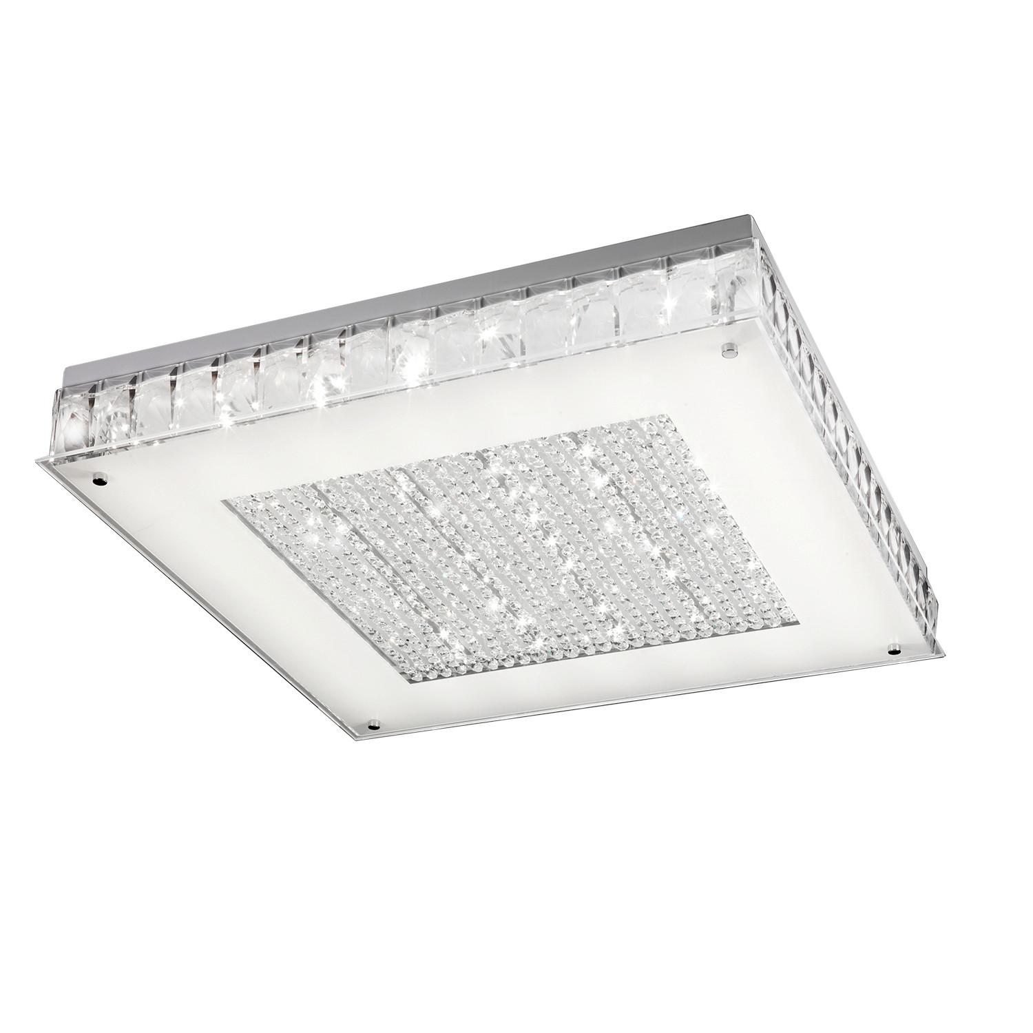 LED-Deckenleuchte Plafoniera Klar Chromfarben L: 55 cm - Klar/Chromfarben, Basics, Glas/Metall (55/55/10cm)