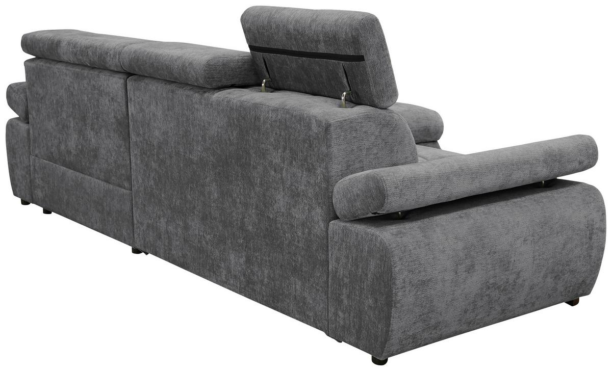 Rohová sedačka VEGAS, pravá, tmavosivá ženilka - čierna/tmavosivá, Design, drevo/textil (294/173cm)