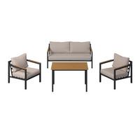 Loungegarnitur Dallas - Dunkelgrau/Beige, MODERN, Kunststoff/Textil - Beldano