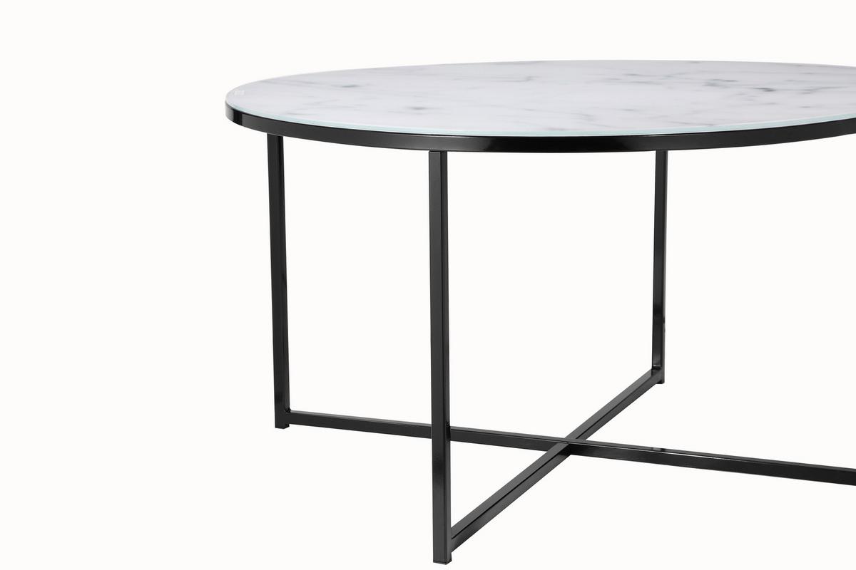 Couchtisch Schwarz/weiß D: 80 Cm - Schwarz/Weiß, Design, Glas/Metall (80/80/45cm) - Livetastic