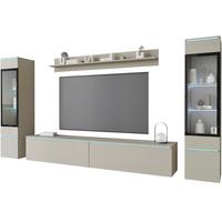 Wohnwand Vera II 4-Teilig Beige/Kaschmir B: 240 cm - Kaschmir/Beige, Trend, Glas/Holzwerkstoff (240/130/33cm)