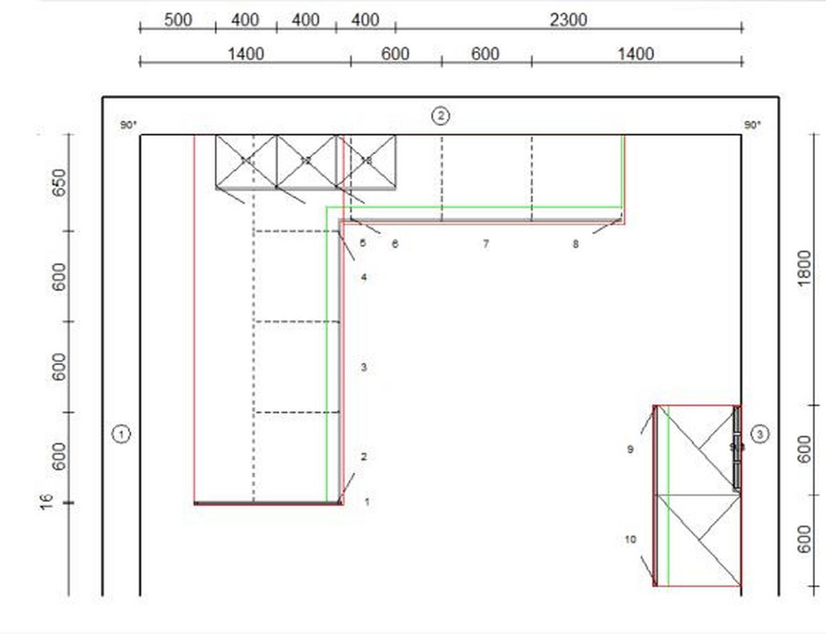 Plánovateľná kuchyňa EASTBOURN rozmery 245/260 cm+120 cm - Vertico