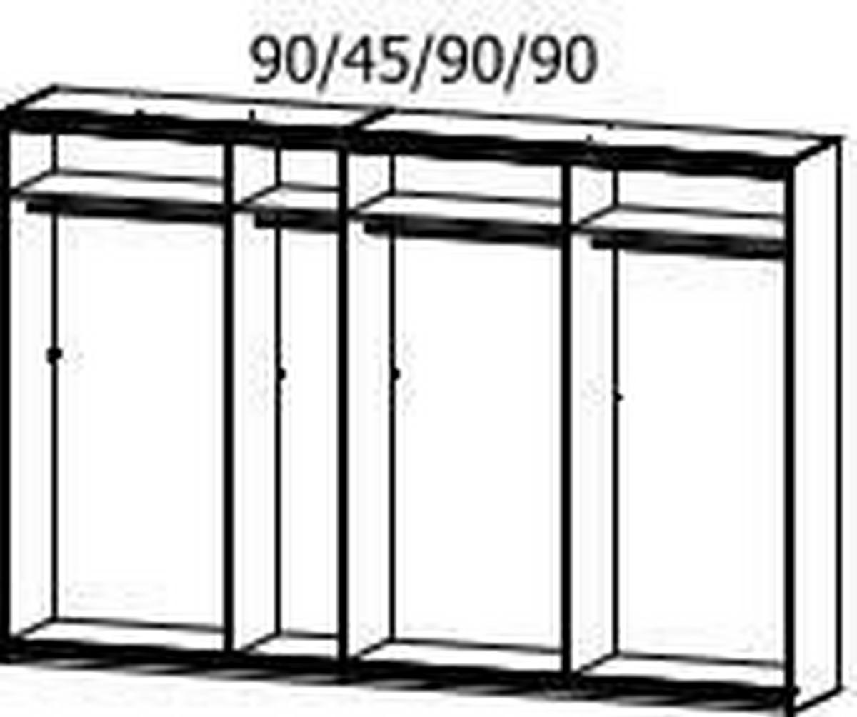 Schwebetürenschrank mit Spiegel 316cm Bensheim, Weiß - Klar/Eichefarben, MODERN, Holzwerkstoff (316/211/62cm) - James Wood