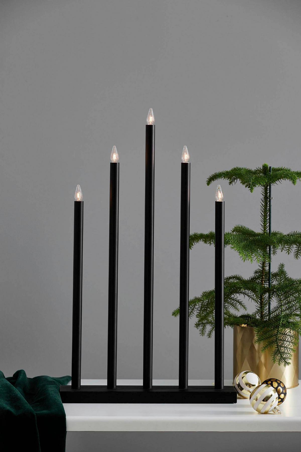 LED-Kerze 410982 Holy - Schwarz/Weiß, Basics, Holz/Kunststoff (38/10/64cm) - Eglo