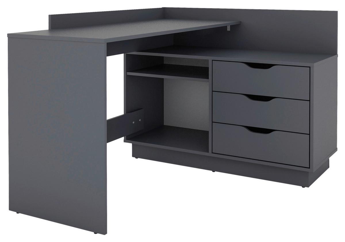Eckschreibtisch Mit Stauraum B 129 Cm H 83,5 Cm Belfast - Anthrazit, Basics, Holzwerkstoff (129/83,5/105cm) - MID.YOU