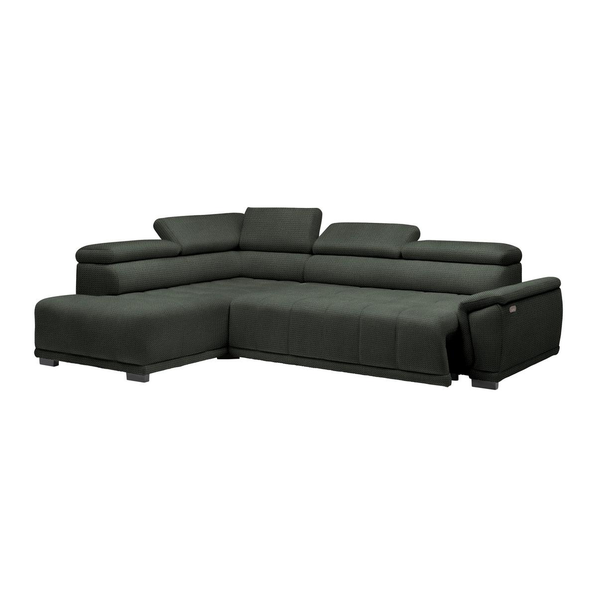 Rohová sedačka GRINALDI, levá, tmavě zelená - černá/tmavě zelená, Moderní, textil/plast (206/283cm) - Premium Living