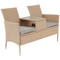 Gartenbank Polyrattan 2-Sitzer Pescara Grau mit Kissen - Grau, MODERN, Kunststoff/Textil (143/87/64.5cm) - Luca Bessoni