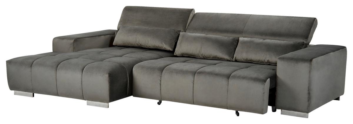 Ecksofa mit Relaxfunktion Orion Kopfstütze Klappbar Anthrazit - Anthrazit/Silberfarben, KONVENTIONELL, Textil (186/307cm) - Livetastic
