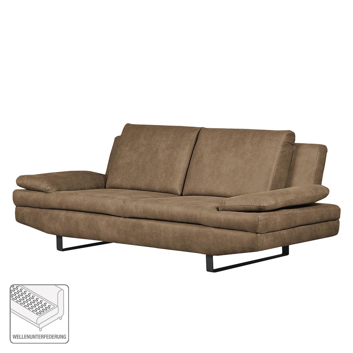 3-Stizer-Sofa Jovanna Schlammfarben B: 218 cm - Schlammfarben/Schwarz, Design, Textil (218/78/88cm) - MID.YOU