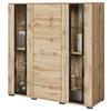 Kommode Caro Eiche Wotan B: 120 Cm - Eiche Wotan/Schwarz, Design, Glas/Holzwerkstoff (120/121,9/39,5cm) - Livetastic