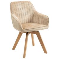 Armlehnstuhl Hanna Beige, Sitzfl. 180° Drehb. - Beige/Buchefarben, KONVENTIONELL, Holz/Textil (63/83/63cm) - MID.YOU