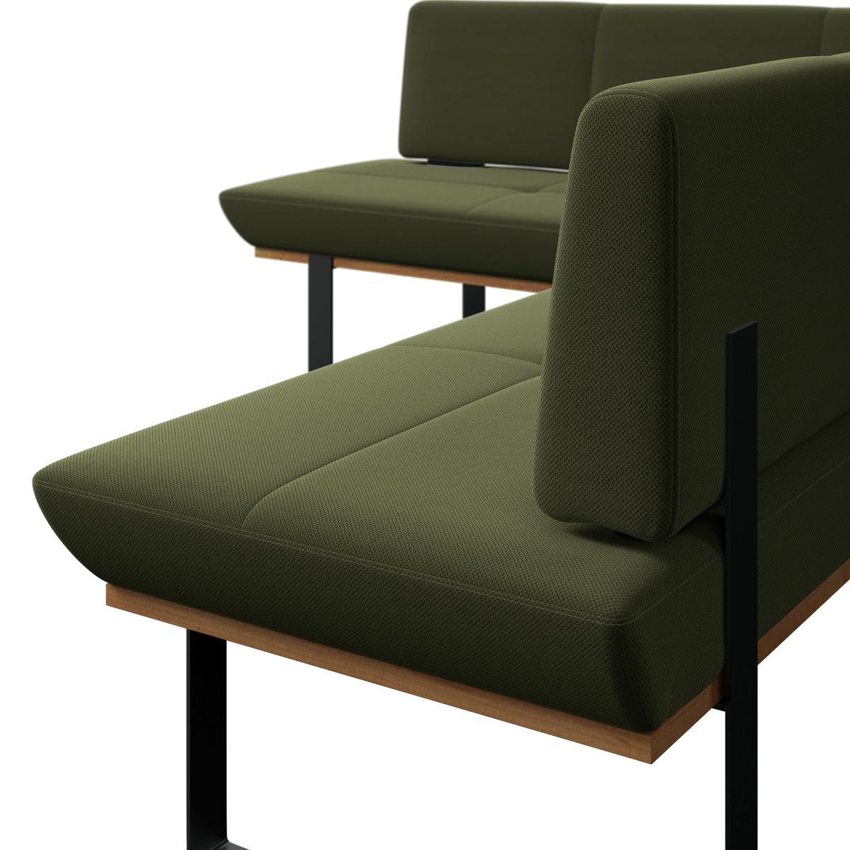 Eckbank Tristan Webstoff moosgrün,S:195x245cm - Schwarz/Grün, MODERN, Holz/Textil (195/245cm) - James Wood