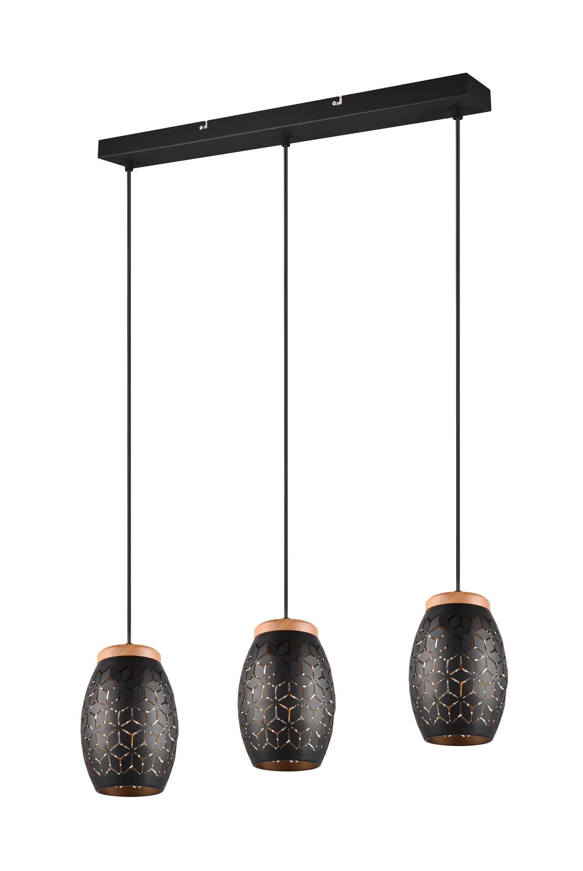 Pendelleuchte R31573080 Bidar - Goldfarben/Schwarz, Basics, Holz/Metall (71/15/150cm)