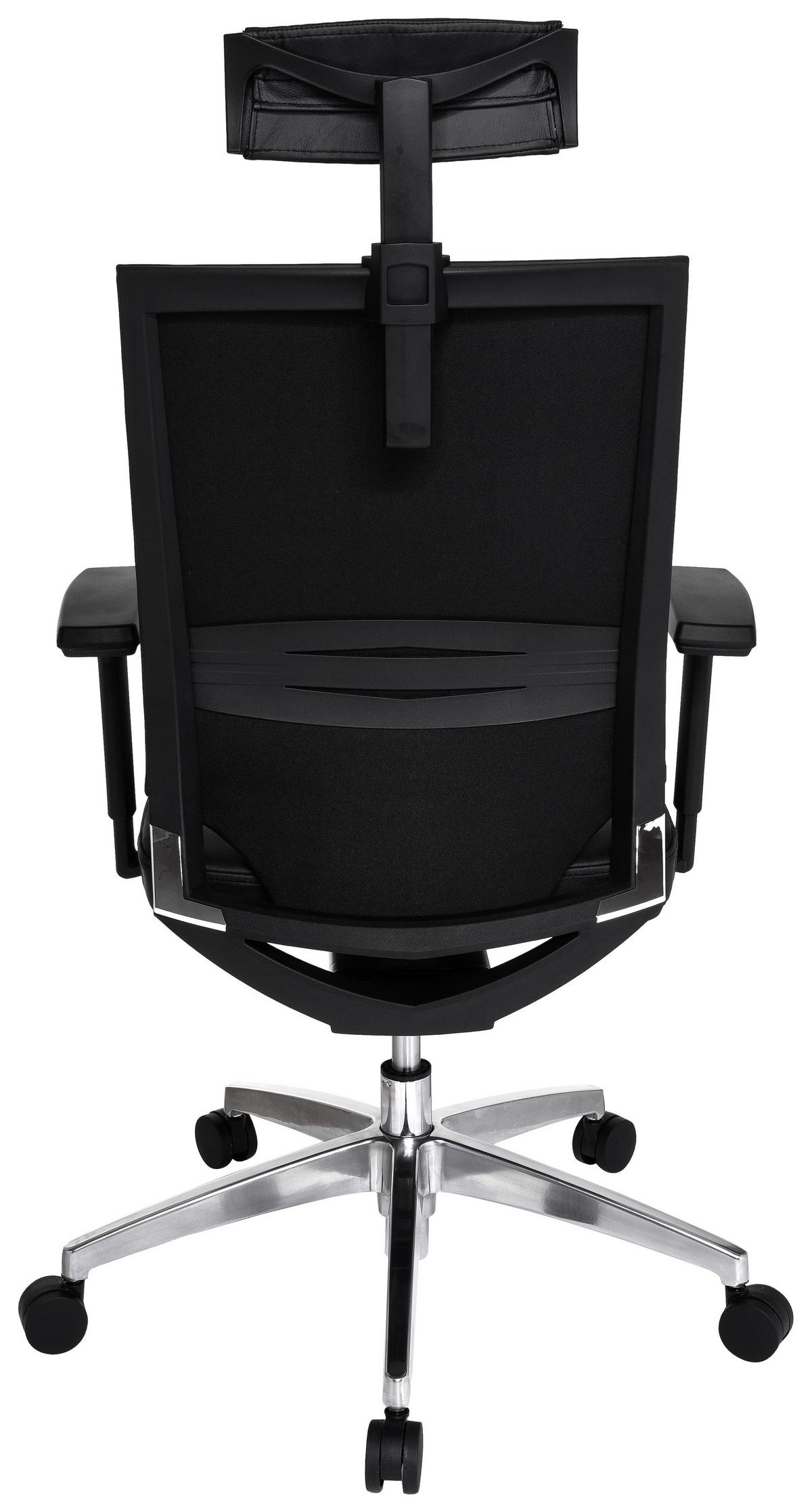 Drehstuhl Porto Max High Schwarz - Alufarben/Schwarz, MODERN, Leder/Kunststoff (59/117/49cm) - MID.YOU