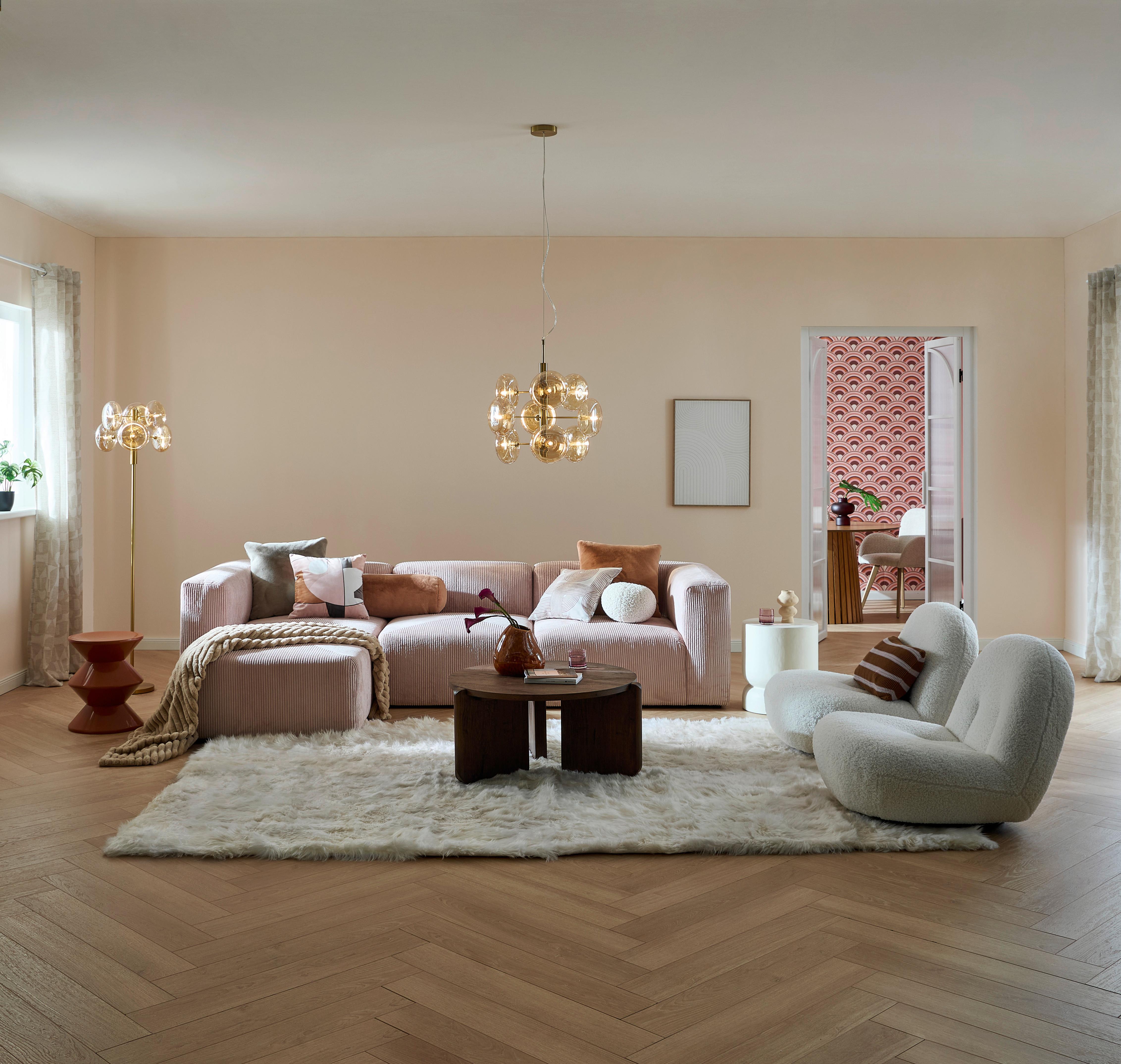 Ecksofa Rosa, Roségold B; 301 Cm - Roségold/Schwarz, Design, Textil (301/69/193cm) - MID.YOU