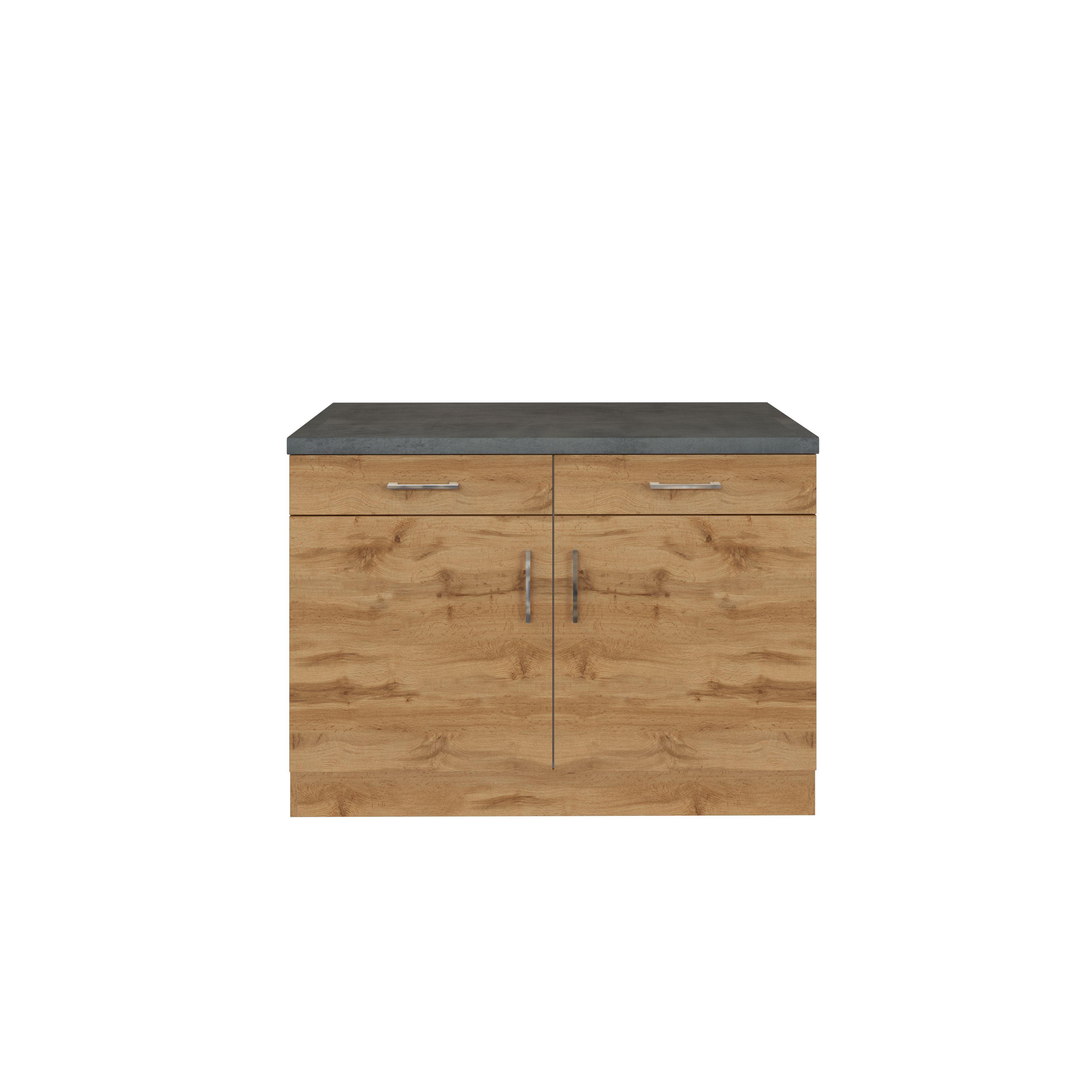 Küchenunterschrank  B: 100 cm Eiche Dekor/Anthrazit - Eichefarben, MODERN, Holzwerkstoff (100/85/60cm) - Held