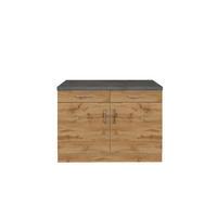 Küchenunterschrank  B: 100 cm Eiche Dekor/Anthrazit - Eichefarben, MODERN, Holzwerkstoff (100/85/60cm) - Held