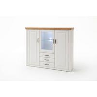 Highboard B: 163 cm Brixen Pinienfarben - Eichefarben/Pinienfarben, Design, Glas/Holzwerkstoff (163/142/40cm) - Livetastic