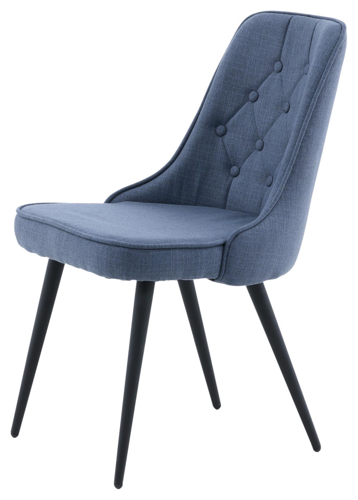 Stuhl-Set Velvet Deluxe - Blau/Schwarz, Design, Kunststoff/Textil (50/88.5/66cm) - Livetastic