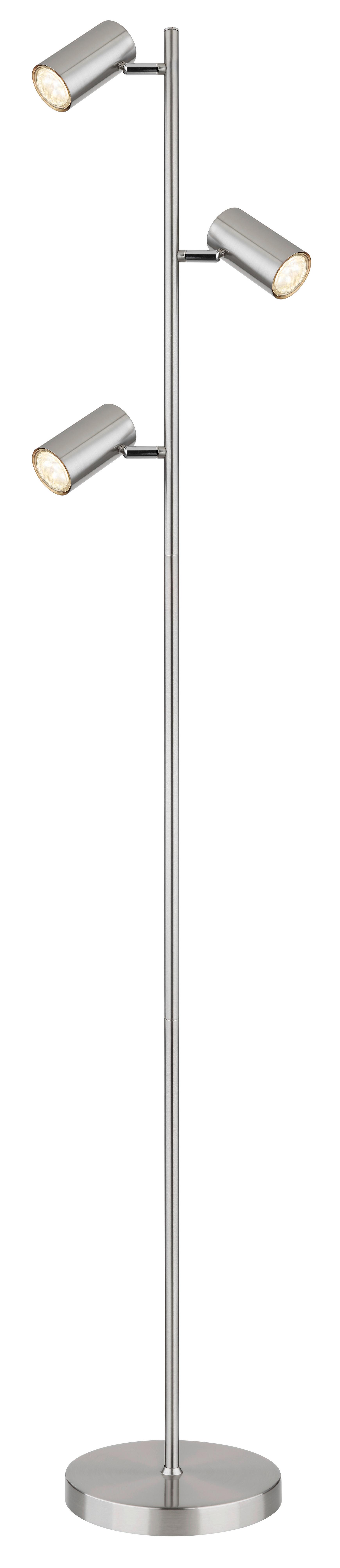 Stehlampe Nickelfarben Verstellbare Spotlights - Nickelfarben, Design, Metall (25/23/154cm) - Globo