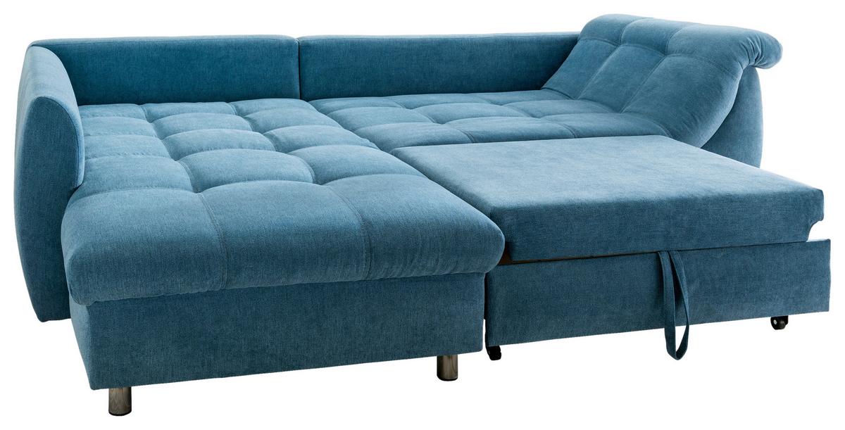 Rohová sedačka AGIRA, ľavá, modrá / strieborná - modrá/chrómová, Design, textil/plast (190/250cm) - Livetastic