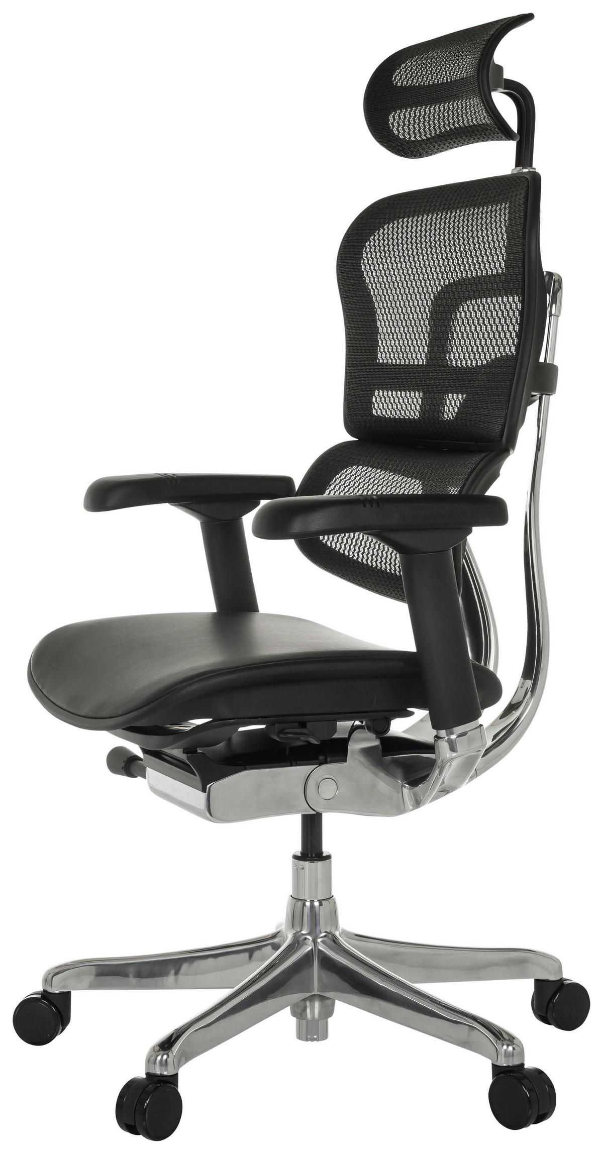 Drehstuhl Ergohuman Gen2 Schwarz B: 78 cm - Silberfarben/Schwarz, MODERN, Leder/Kunststoff (78/117 - 136/64cm) - MID.YOU