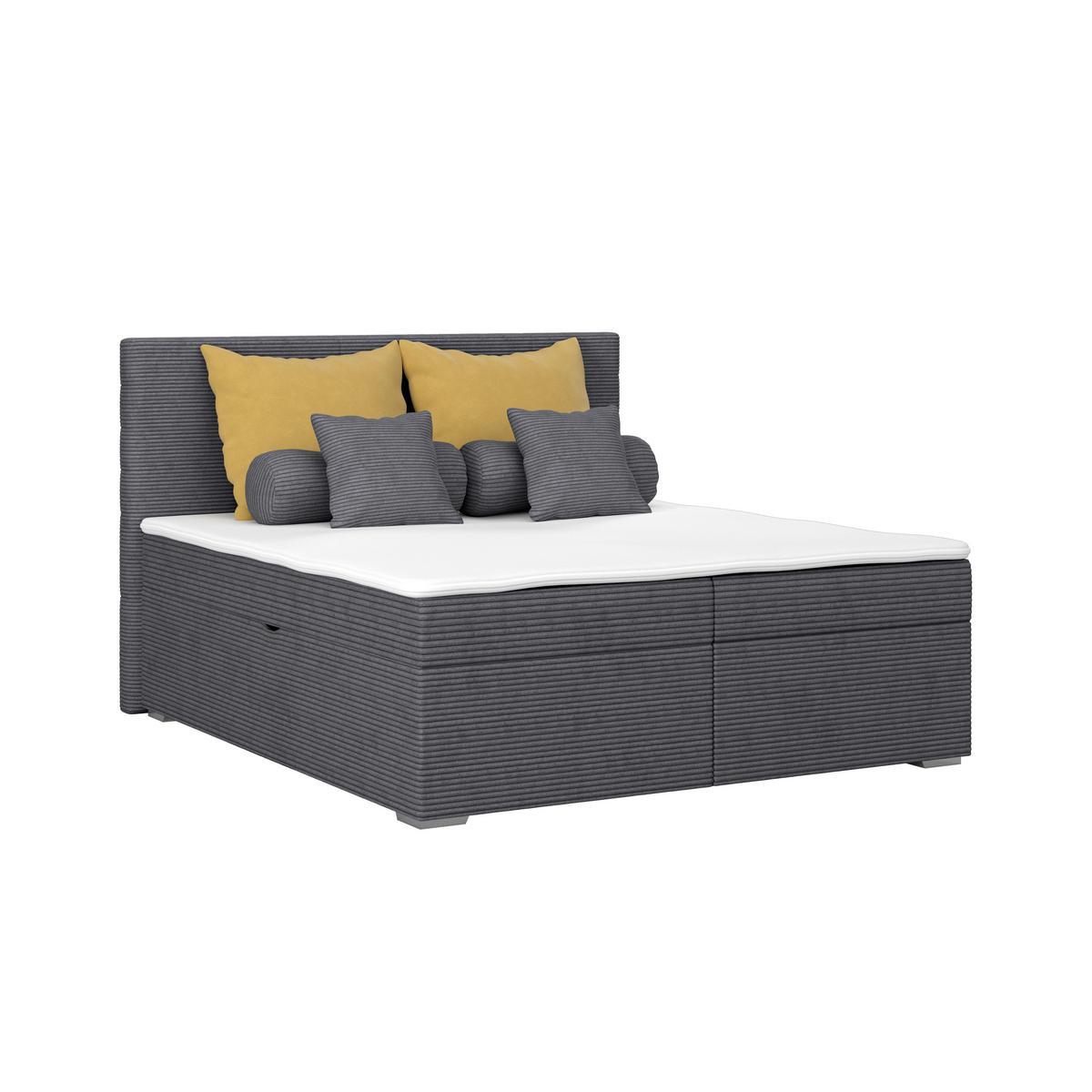 Čalúnená posteľ ADRIA 160x200 cm,antracitová - antracitová/chrómová, Konventionell, drevo/textil (160/200cm)
