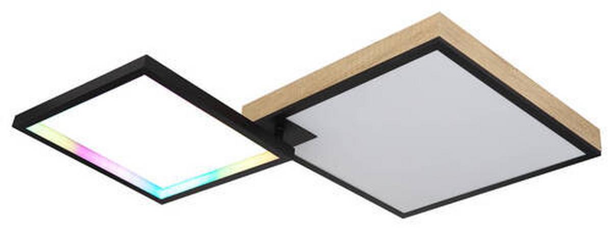 LED-Deckenleuchte 41392-40 - Dunkelbraun/Opal, Design, Holzwerkstoff/Kunststoff (85,5/55/10cm) - Globo
