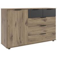 Komoda BERGAMO š. 130 cm - barvy dubu/černá, Konvenční, kompozitní dřevo/plast (130/83/41cm) - Based