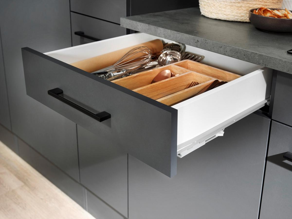 Eckküche Oliver Dunkelgrau S: 340x172cm - Dunkelgrau/Grau, Design, Holzwerkstoff (340/172cm) - Respekta