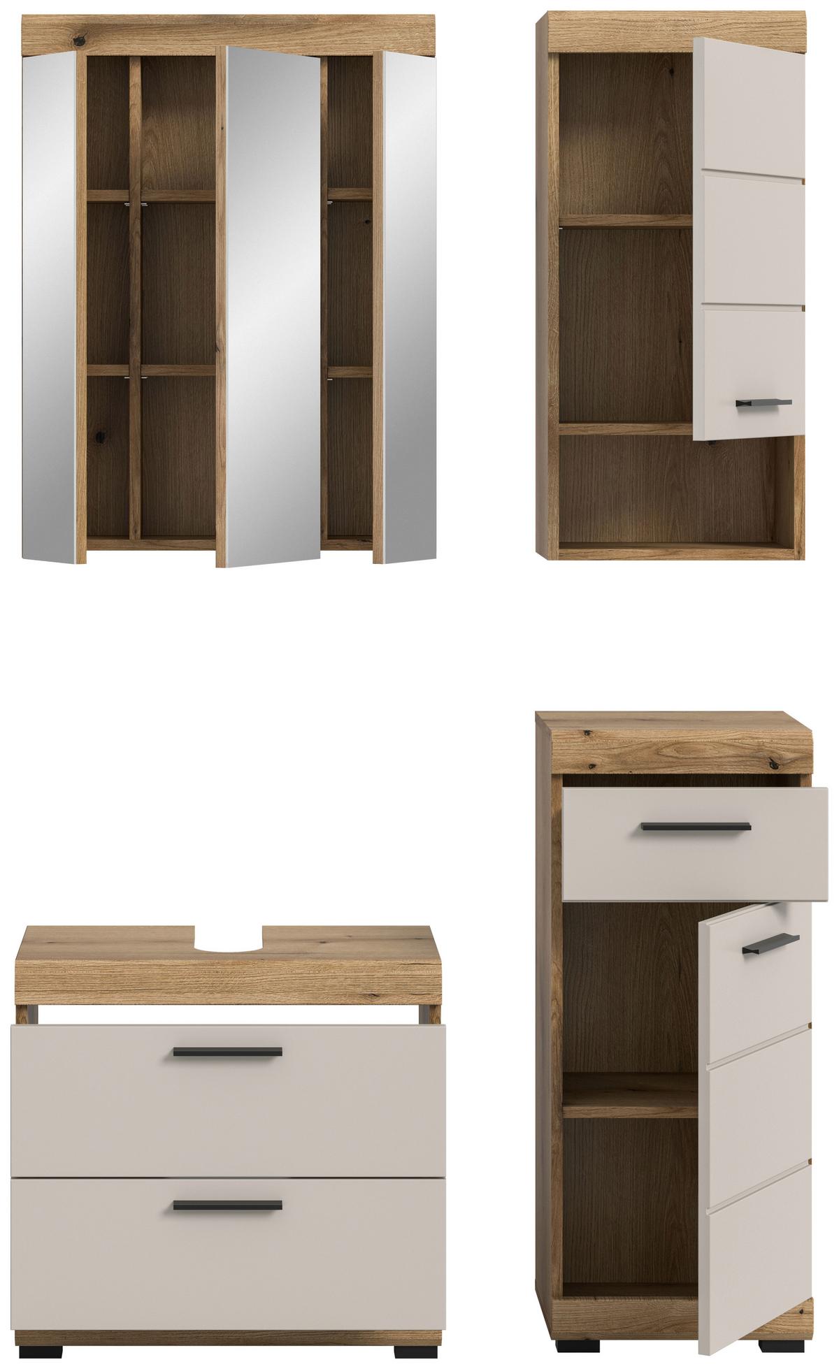 Badezimmer Scout Kaschmir/Naturfarben B: 97 cm - Kaschmir/Schwarz, MODERN, Glas/Holzwerkstoff (97cm) - MID.YOU